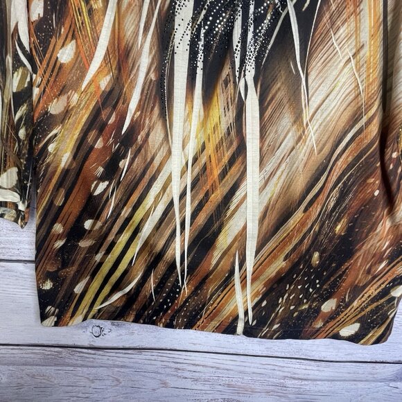 Chico's Tigers Eye Animal Print Top 3(XL 16) Knit Fall Autumn Rhinestones BOHO‎ - Picture 4 of 15